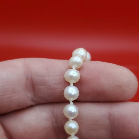 7 Inch Gold Over 925 Sterling Silver Cute Genuine White Pearls Bracelet - Picture 3 of 6